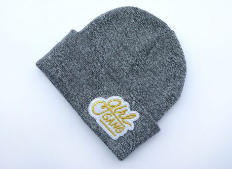 Mütze Grau Girlgang Typo Gold Herr Fuchs Patch Beanie – Bild 3