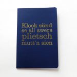 Notizheft plietsch Typo Herr Fuchs blau/gold A5 Notizbuch