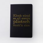 Notizheft plietsch Typo Herr Fuchs schwarz/gold A5 Notizbuch
