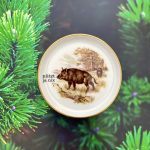 Wandteller Herr Fuchs nütze ja nix Typo Wildschwein mini 10cm Gold vintage