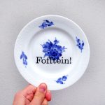 Wandteller Fofftein! Herr Fuchs Blumen Blau Unikat
