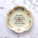 Wandteller Glück Typo Herr Fuchs mini 11cm gold eckig Blumen