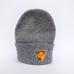 Mütze Grau Pizza mit Gesicht Herr Fuchs Patch Beanie