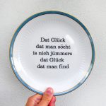 Wandteller Typo Glück vintage Herr Fuchs Teller mint/gold platt