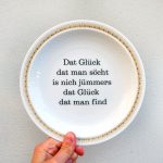 Wandteller Typo Glück vintage Herr Fuchs Teller gold platt Unikat Muster