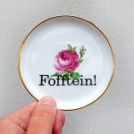 Wandteller Fofftein! Typo Herr Fuchs mini 11cm gold Blume Rose platt