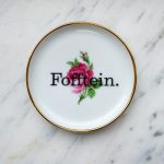 Wandteller Fofftein. Typo Herr Fuchs mini 11cm gold Blume Rose platt
