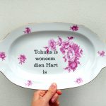 Wandteller Herr Fuchs Teller Tohuus Blumen Unikat Platte rosa/lila