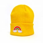 Mütze Gelb Regenbogen mit Wolken Herr Fuchs Patch Beanie