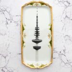 Wandteller Platte Herr Fuchs Hamburger Fernsehturm grün/gold Wohnen 34cm vintage