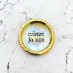 Wandteller Typo nützt ja nix Herr Fuchs mini 8cm Gold Regenbogen irisierend minimini