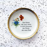 Wandteller Typo Glück vintage Herr Fuchs Teller blau/gold Blumen platt