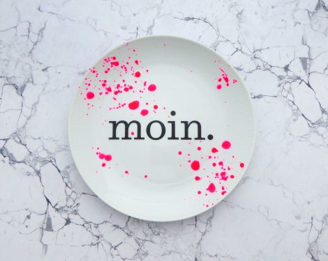 Wandteller moin. Typo Herr Fuchs 19cm neon Punkte Kleckse pink – Bild 4
