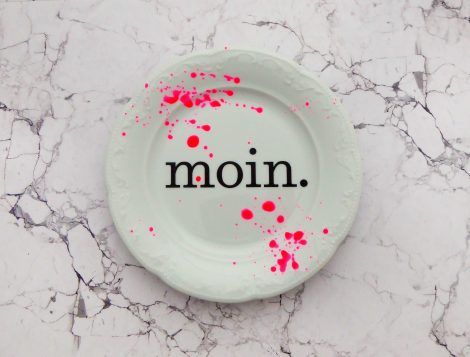 Wandteller moin. Typo Herr Fuchs 19cm neon Punkte Kleckse pink – Bild 3