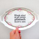 Wandteller plietsch Typo Herr Fuchs Blumen 24 cm Unikat Platte rosa