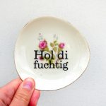 Wandteller Hol di fuchtig Typo Herr Fuchs mini 10cm Blumen Muster platt oval