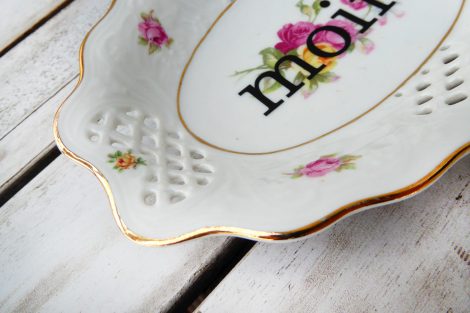 Wandteller Herr Fuchs Typo moin. medi Unikat Blume 16cm – Bild 2