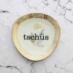 Wandteller tschüs Typo Herr Fuchs mini 11cm gold bunte Blume oval
