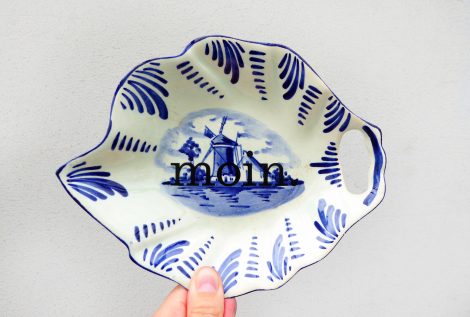 Wandteller Platte Herr Fuchs moin. Typo Mühle weiß Blau Muster 20cm