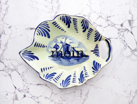 Wandteller Platte Herr Fuchs moin. Typo Mühle weiß Blau Muster 20cm – Bild 2