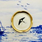 Wandteller Schwalbe Vogel Herr Fuchs mini 9cm gold Wohnen vintage Bögen