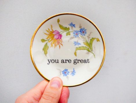 Wandteller you are great vintage Herr Fuchs Teller klein mini 10cm Blumen – Bild 3