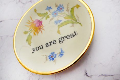 Wandteller you are great vintage Herr Fuchs Teller klein mini 10cm Blumen – Bild 2