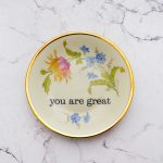 Wandteller you are great vintage Herr Fuchs Teller klein mini 10cm Blumen