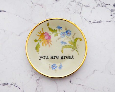 Wandteller you are great vintage Herr Fuchs Teller klein mini 10cm Blumen