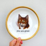 Wandteller Typo you are great Goldrand Herr Fuchs  Katze 19cm