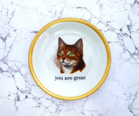 Wandteller Typo you are great Goldrand Herr Fuchs  Katze 19cm – Bild 2