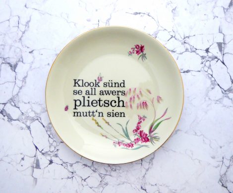 Wandteller plietsch Typo Herr Fuchs Gold Blumen 19 cm Unikat Marienkäfer – Bild 2