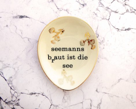 Wandteller Seemannsbraut Typo Herr Fuchs mini 12cm gold Blume oval