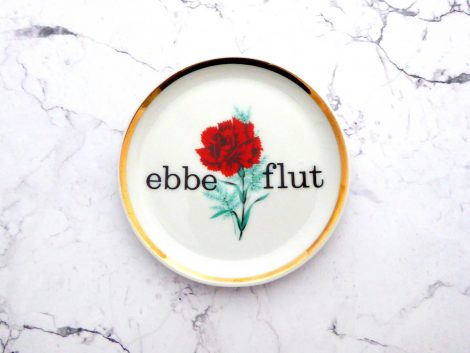 Wandteller Ebbe Flut Typo Herr Fuchs mini 10cm gold Blume Nelke