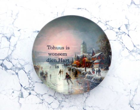 Wandteller Herr Fuchs Typo Tohuus Gemälde Wohnen Unikat 19cm Goldrand Eislaufen