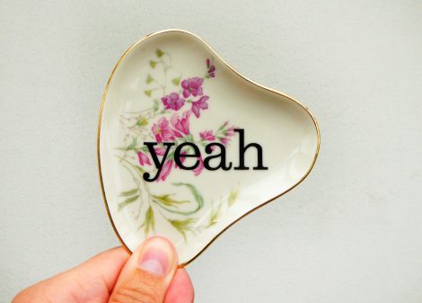 Wandteller Herr Fuchs Typo yeah Gold mini Blume 10cm oval/eckig minimini