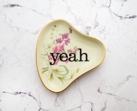 Wandteller Herr Fuchs Typo yeah Gold mini Blume 10cm oval/eckig minimini – Bild 2