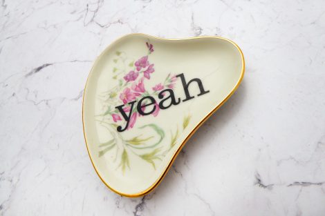 Wandteller Herr Fuchs Typo yeah Gold mini Blume 10cm oval/eckig minimini – Bild 3