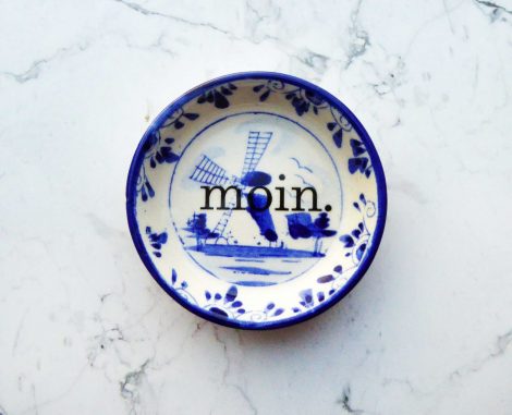 Wandteller moin. Typo Herr Fuchs mini 6cm Landschaft blau minimini Mühle