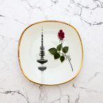 Wandteller Herr Fuchs Hamburger Fernsehturm Rose mini 10cm Heinrich-Hertz-Turm Blume