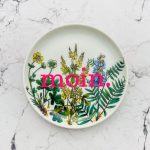 Wandteller Typo moin. vintage Herr Fuchs mini neonpink gelb/blau 10cm Blumen