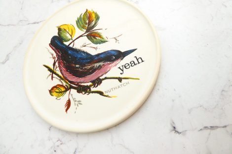 Wandteller Herr Fuchs yeah Typo Wohnen Vogel mini  Kleiber 9cm – Bild 2