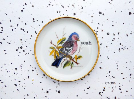 Wandteller Herr Fuchs yeah Typo Wohnen Vogel mini  Buchfink 10cm