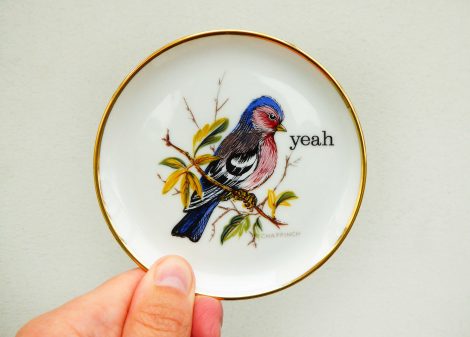 Wandteller Herr Fuchs yeah Typo Wohnen Vogel mini  Buchfink 10cm – Bild 3
