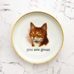 Wandteller Typo you are great Goldrand Herr Fuchs  Katze 12cm Wohnen