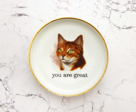 Wandteller Typo you are great Goldrand Herr Fuchs  Katze 12cm Wohnen