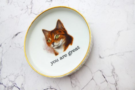 Wandteller Typo you are great Goldrand Herr Fuchs  Katze 12cm Wohnen – Bild 3