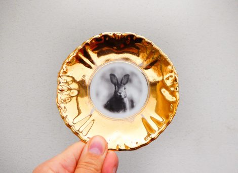 Wandteller Herr Fuchs Hase vintage gold 11cm Wohnen