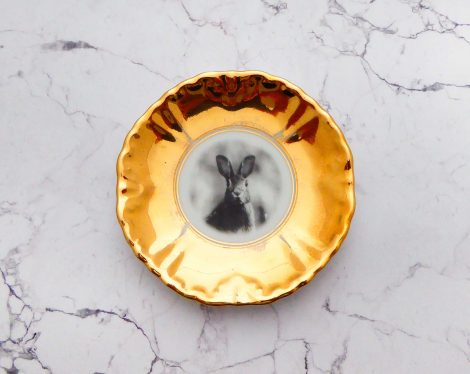 Wandteller Herr Fuchs Hase vintage gold 11cm Wohnen – Bild 2