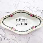 Wandteller Herr Fuchs Typo Nützt ja nix Wohnen Blumen Gold 24cm Platte